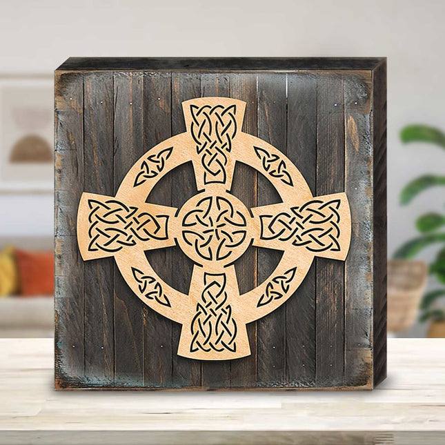 Celtic Wheel Cross Art Wooden Wall Art by Celtic Art - Celtic Decor - 953161B-0