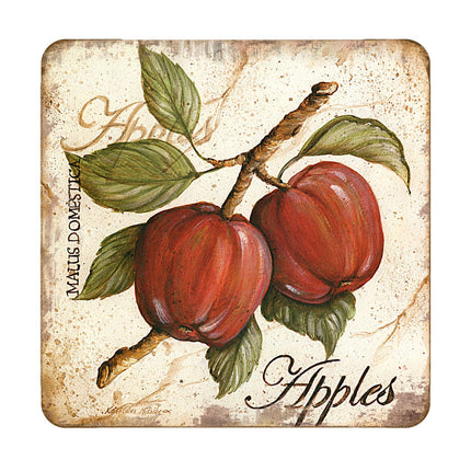 Apples Wooden Cork Coasters Gift Set of 4 by Nature Wonders Nature Wildlife Decor  - 8198633C-S4-2