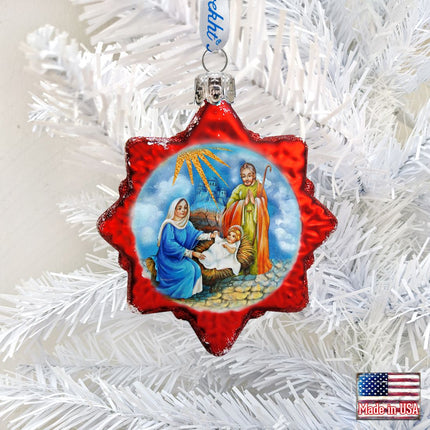 Nativity Snowflake Mercury Glass Ornament by G. DeBrekht - Nativity Holiday Decor - 772018-1