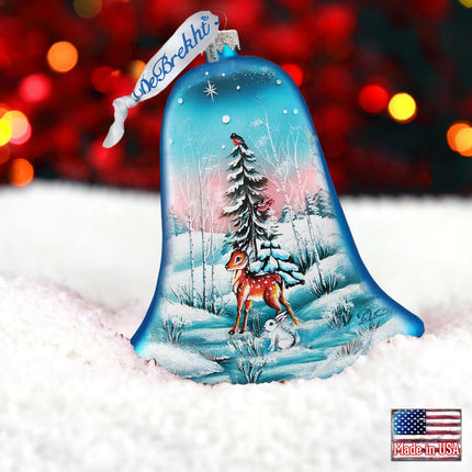 Winter Bunny Bell Glass Ornament by G. DeBrekht - Christmas Decor - 73182-1