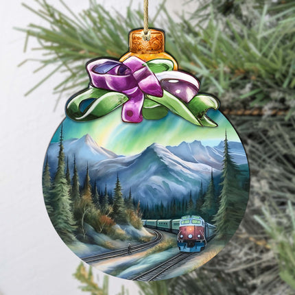 Mountain Glow Express Wooden Ornaments by G.Debrekht - Wildlife Holiday Decor - 870016-1