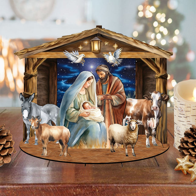Classic Holy Family Nativity Scene Decorative Village Set by G. Debrekht Nativity Holiday Decor - 852766-0
