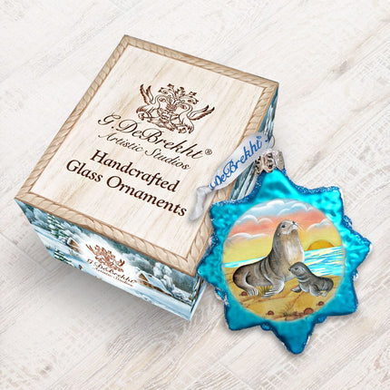 Seal Star Mercury Glass Ornament by G. DeBrekht - Coastal Holiday Decor - 775476-2