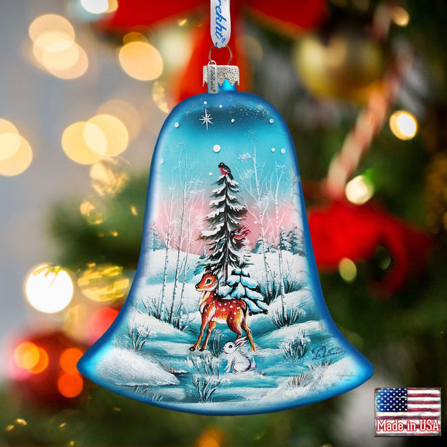 Winter Bunny Bell Glass Ornament by G. DeBrekht - Christmas Decor - 73182-0