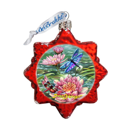 Dragonflies and Water Lilies Mercury Glass Ornament by D. Gelsinger - Christmas Decor - 778113-DG-4