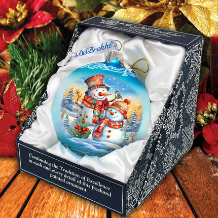 Winter Friends Ball Glass Ornament by G. Debrekht - Christmas Santa Snowman Decor - 73373-3