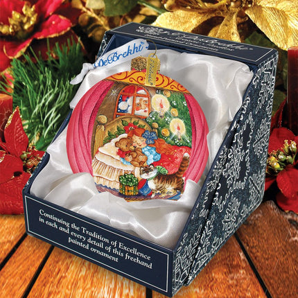 Night Before Christmas Glass Ornament by G. DeBrekht - Christmas Santa Snowman Decor - 73613-3