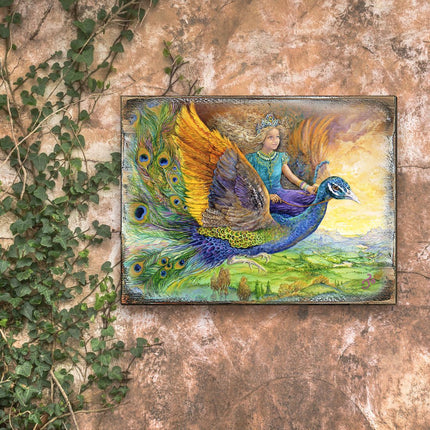 Peacock Princess Fantasy Wooden Wall Art by Josephine Wall - Fantasy Decor - 852138-JW-2