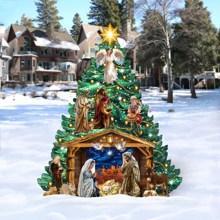 Nativity-Themed Christmas Tree Outdoor Indoor Decor Wooden Christmas Decoration by D. Gelsinger Christmas Decor - 8191503F-DG-2
