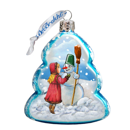Playing Snowman Mercury Glass Ornament by G. DeBrekht - Christmas Santa Snowman Decor - 777386-4