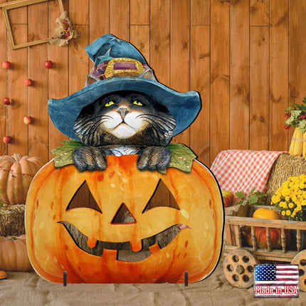 Black Cat Pumpkin Halloween Outdoor Decor by G. DeBrekht - Thanksgiving Halloween Decor - 8158416F-2