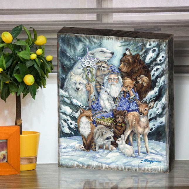 Gather in Peace Father Winter Animals Wooden Wall Art by J. Bergsma - Nature Wildlife Decor - 85922968B-JB-0