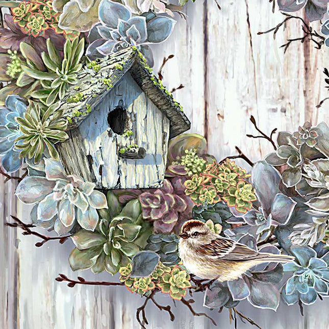 Succulent Wreath Wooden Wall Art by D. Gelsinger - Easter Spring Decor - 95610B04-0