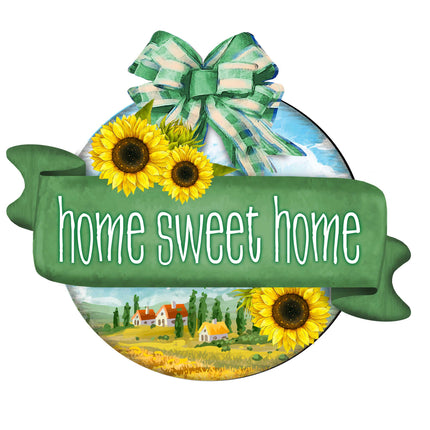 Front door welcome sign Home Sweet Home wreath Main entrance welcome sign - Wooden front porch decor - 933104H-4