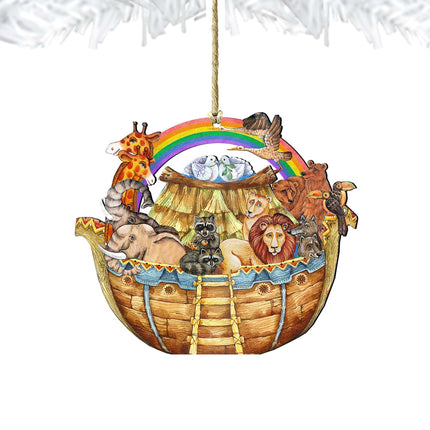 Noah's Ark Christmas Wooden Ornaments by G. DeBrekht - Nativity Holiday Decor - 8114050-3