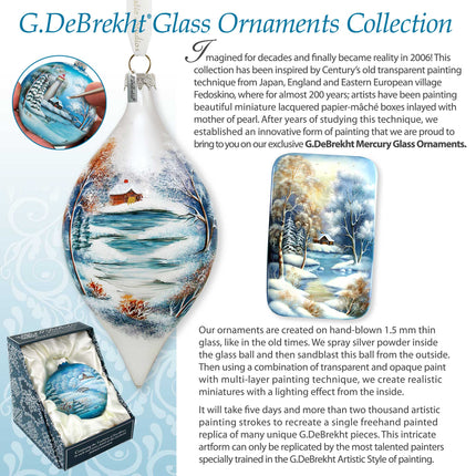 Winter Blessing Flower Glass Ornament by G. DeBrekht - Christmas Santa Snowman Decor - 759-021-4