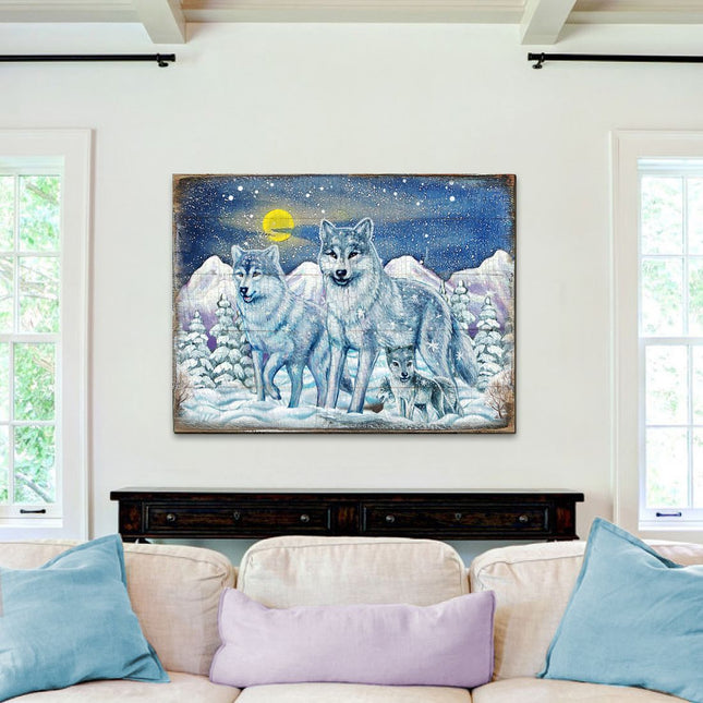 Rustic Wolves Art Wooden Wall Art by Nature Wonders - Nature Wildlife Decor  - 95211B-0