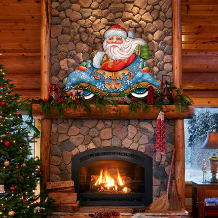 Santa In the Car Christmas Door Decor by G. DeBrekht - Christmas Santa Snowman Decor - 8112045H-1