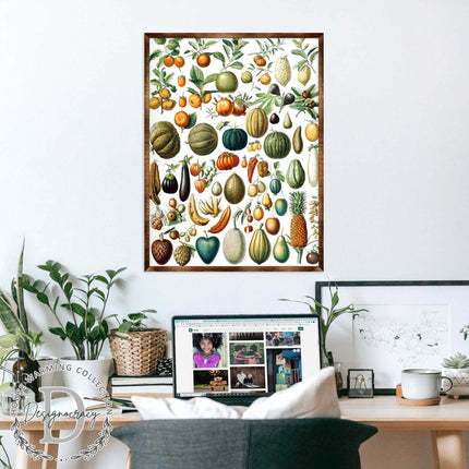 Fruit Montessori Wooden Poster - Kids Educational Poster - Homeschool I Classroom Decor - Aesthetic - 310224-1