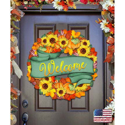 Flower Fall Holiday Door Wreath by G. DeBrekht - Thanksgiving Halloween Decor - 8185305-2H-0