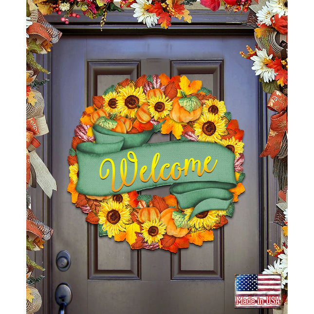 Flower Fall Holiday Door Wreath by G. DeBrekht - Thanksgiving Halloween Decor - 8185305-2H-0