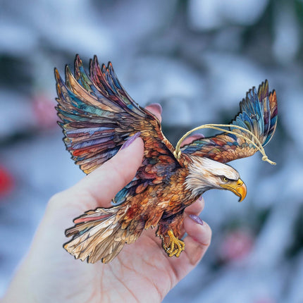 Flying Bald Eagle Wooden Ornaments by G.Debrekht - Wildlife Holiday Decor - 8710101-3-4
