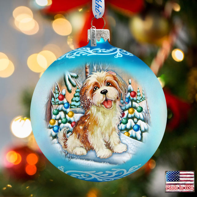 My Puppy Little Friend Ball Glass Ornament by G. DeBrekht - Christmas Decor - 73324-0