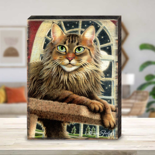 Cat at the Window Arch Wooden Wall Art by Laura Seeley - Pets Dog and Cats Decor - 8512114B-0