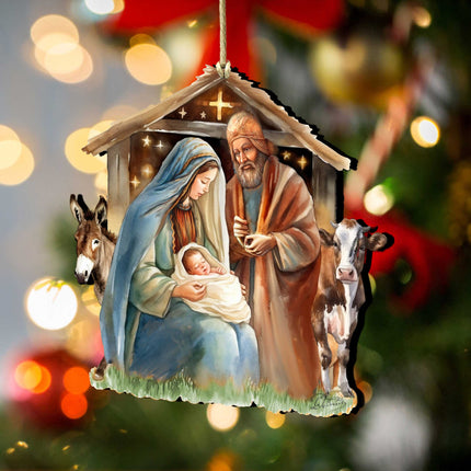 Born Under Bright Star Nativity Wooden Ornaments by G. DeBrekht Nativity Holiday Decor - 8611082-3