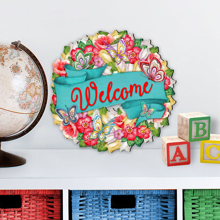 Welcome Flowers Summer Holiday Door Wreath by G. DeBrekht - Easter Spring Decor - 8185303-3H-2