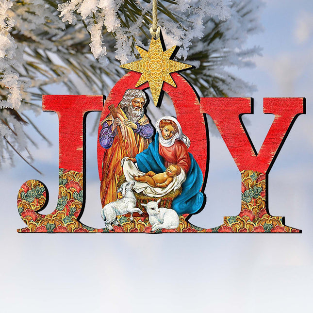 Regal Joy Nativity Wooden Ornaments by G. DeBrekht - Nativity Holiday Decor - 8121456-0