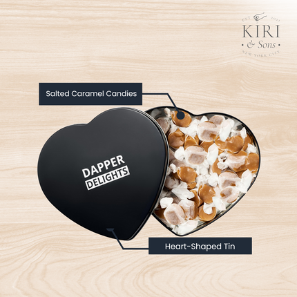 Valentines Day Gift Scotch Whiskey Caramels - Heart Tin - Him & Her, Premium Salted Caramel, Valentine Chocolate Candy Dapper Delights Gourmet Collection, Love Basket for Men, Boyfriend, Husband, Dad-3