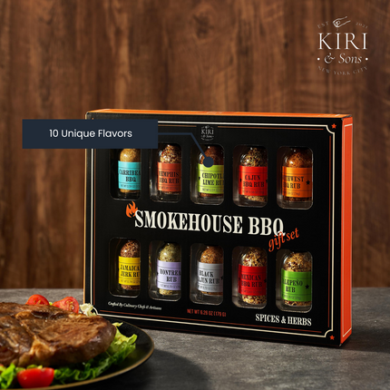 Smokehouse BBQ Gourmet Grilling Spice Set | 10-Set | Glass Bottle Seasonings, Grill Seasoning Flavors Include Caribbean, Jamaican Memphis, Jalapeno Rub, Montreal, Cajun Chili Garlic & More-1