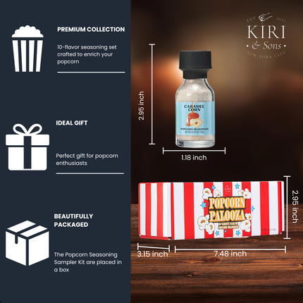 Gourmet Popcorn Seasoning Sampler Kit, 10 Flavor Variety Pack - Including Kettle Corn, Garlic Parmesan, Bacon Cheddar, Caramel, Butter, White Cheddar, Ranch, Spicy Jalapeño, Movie Night-2