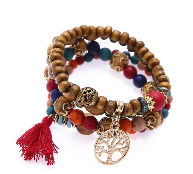 Bohemian Multilayer Bead Charm Bracelet-0
