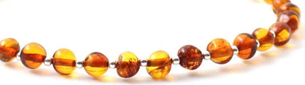 Amber Cognac Women's Anklet Made With Silver-3