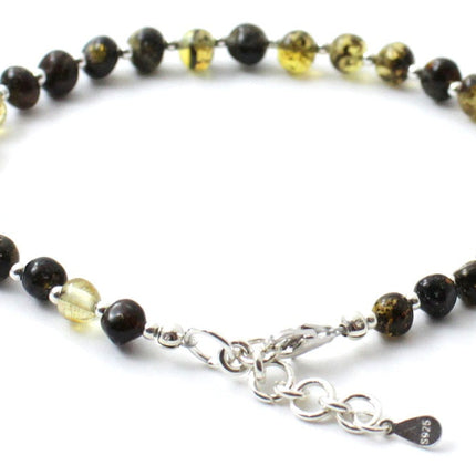 BAAP-SS5 Amber Adjustable Adult Green Anklet Made With Silver-2