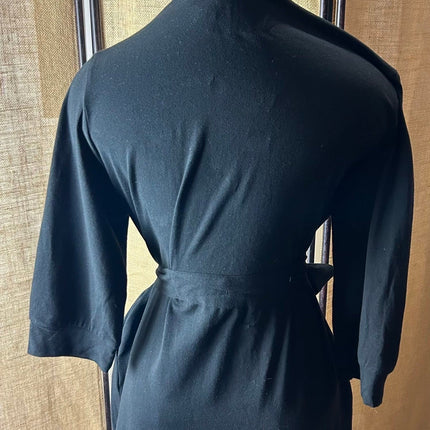 Cotton Black Knit Kimono Robe-0
