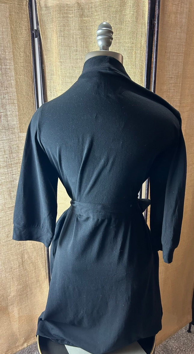 Cotton Black Knit Kimono Robe-0