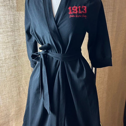Cotton Black Knit Kimono Robe-1