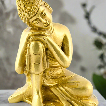 Awakened One: Handcrafted Brass Buddha Statue (4")-0