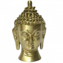meditating Buddha  head Solid Brass statue 5" H-0