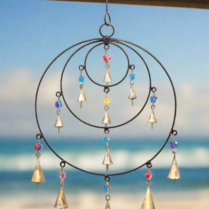 Triple Circle Chime with beads and bells-0
