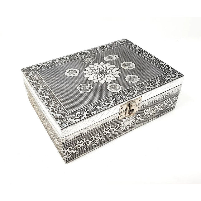Divine Harmony: Hand-Carved Seven Chakra Wooden Box-0