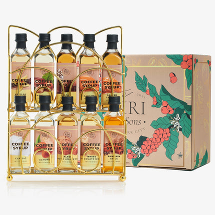 Gourmet Coffee Syrup Rack Gift Set, Includes Display Rack - Flavored Coffees Sweetener, 10 50mL Coffee Syrups, Includes Classic Mocha Vanilla Salted Caramel Flavoring Chai Latte, Protein Shake Flavors-4