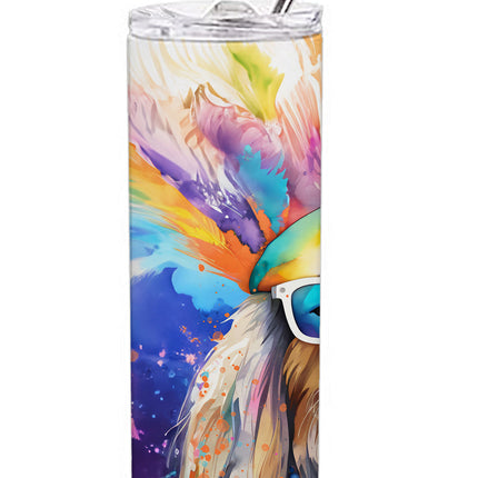 Bearded Collie Hippie Dawg Stainless Steel Skinny Tumbler-1