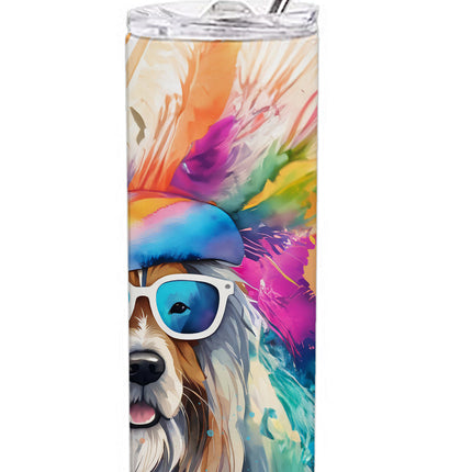 Bearded Collie Hippie Dawg Stainless Steel Skinny Tumbler-2
