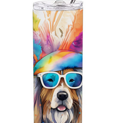 Bearded Collie Hippie Dawg Stainless Steel Skinny Tumbler-3