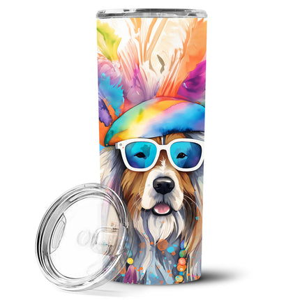 Bearded Collie Hippie Dawg Stainless Steel Skinny Tumbler-0