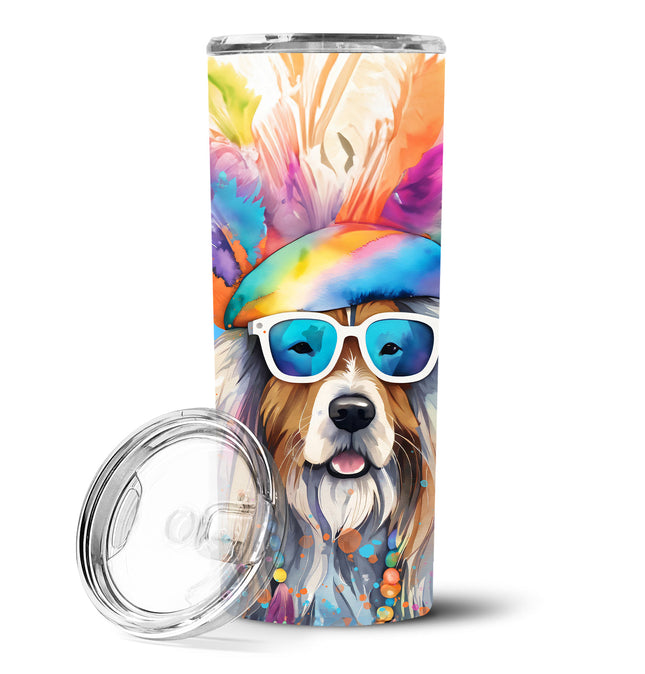 Bearded Collie Hippie Dawg Stainless Steel Skinny Tumbler-0